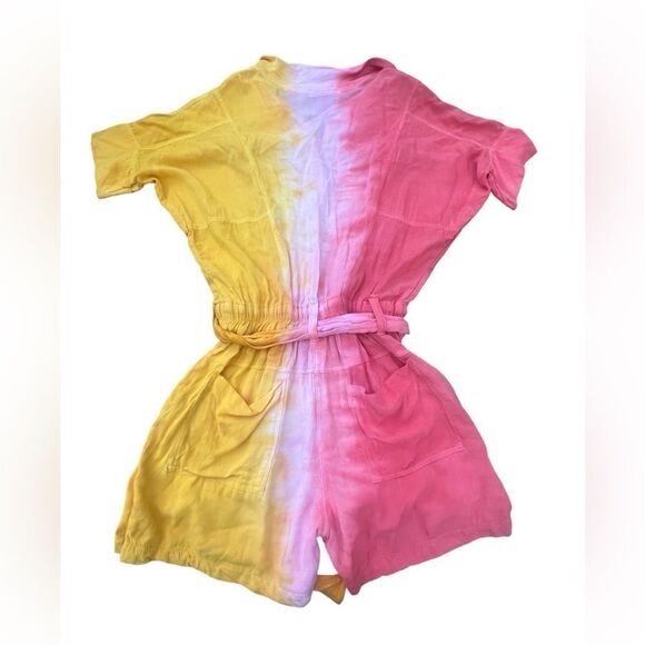 Jens Pirate Booty Tie Dye La Sept Romper Orange Yellow Belted Size XS NWT - Picture 6 of 7